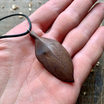 Dark Walnut Leaf Pendant