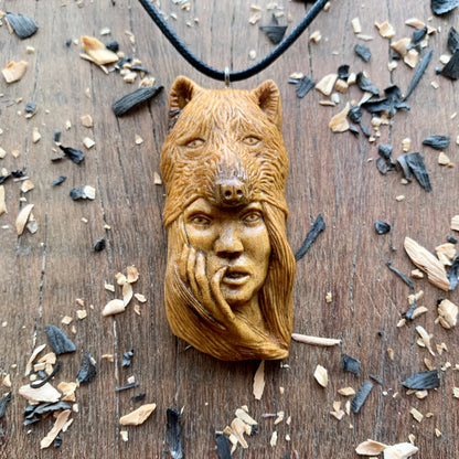 Girl And Wolf Pendant