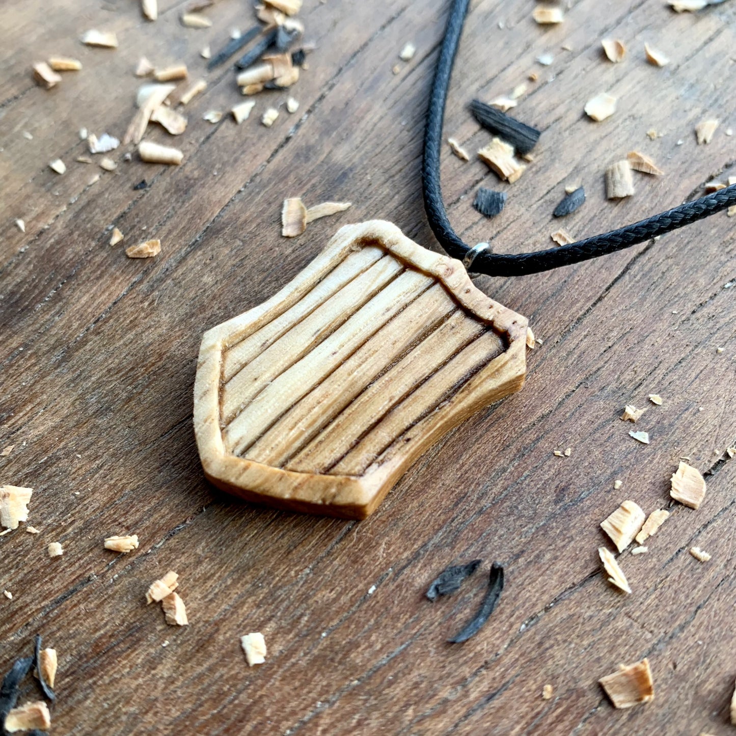 Medieval Shield Wood Pendant Style 2