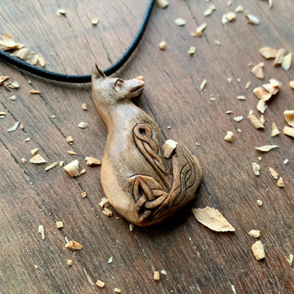 Celtic Fox With Triquetra Pendant