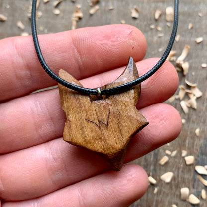 Fox With Triquetra Walnut Wood Pendant