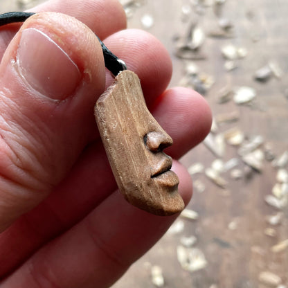 Nose and Lips Walnut Wood Pendant