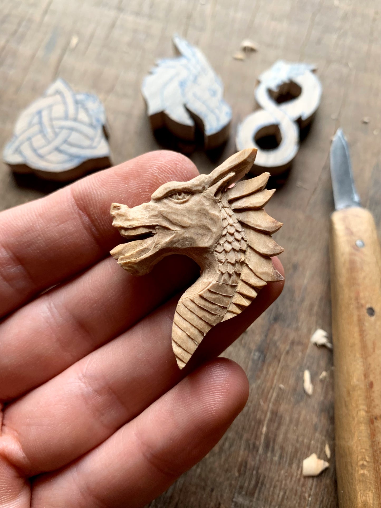 Dragon’s Head Olive Wood Pendant