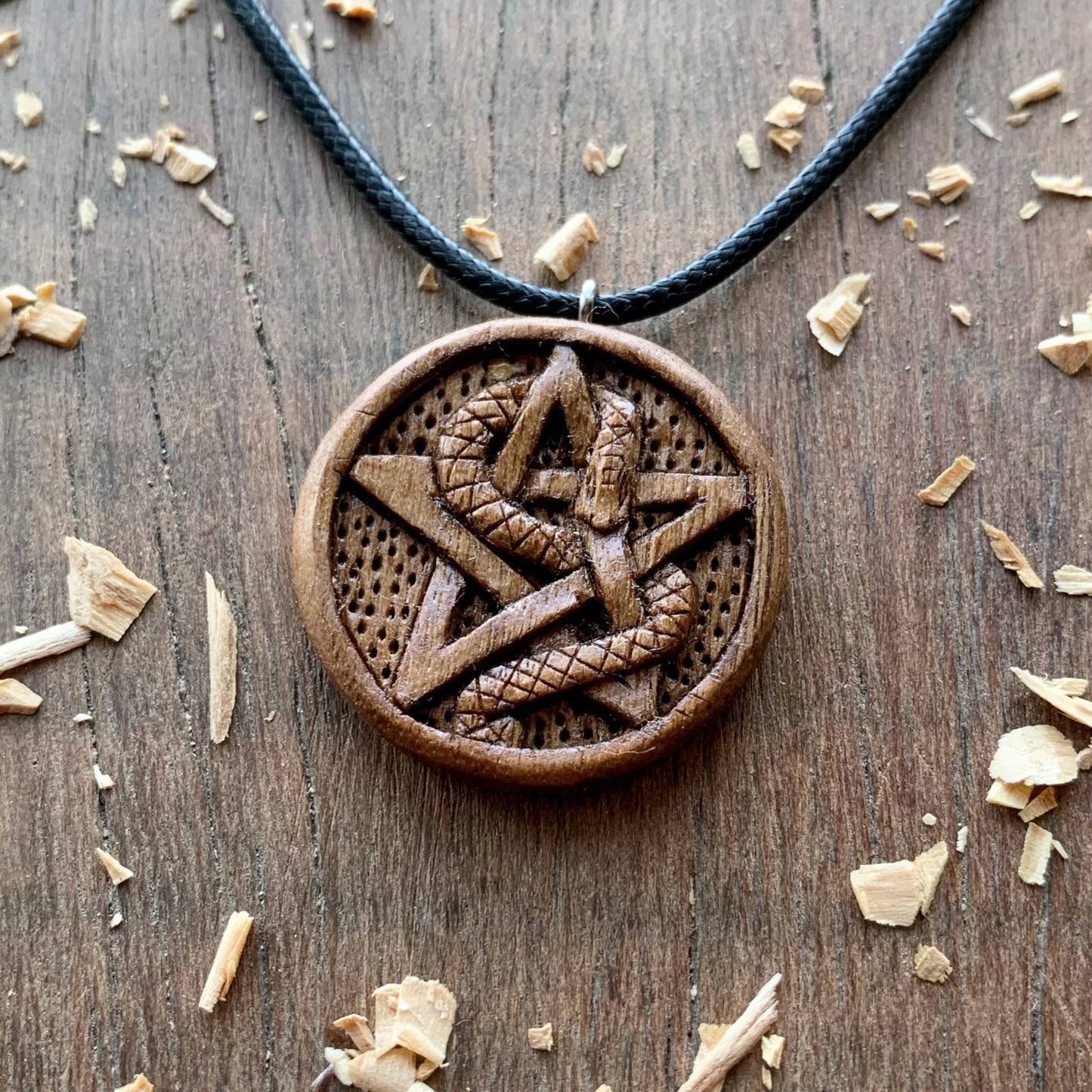 Snake Wrapped On Pentacle Pendant