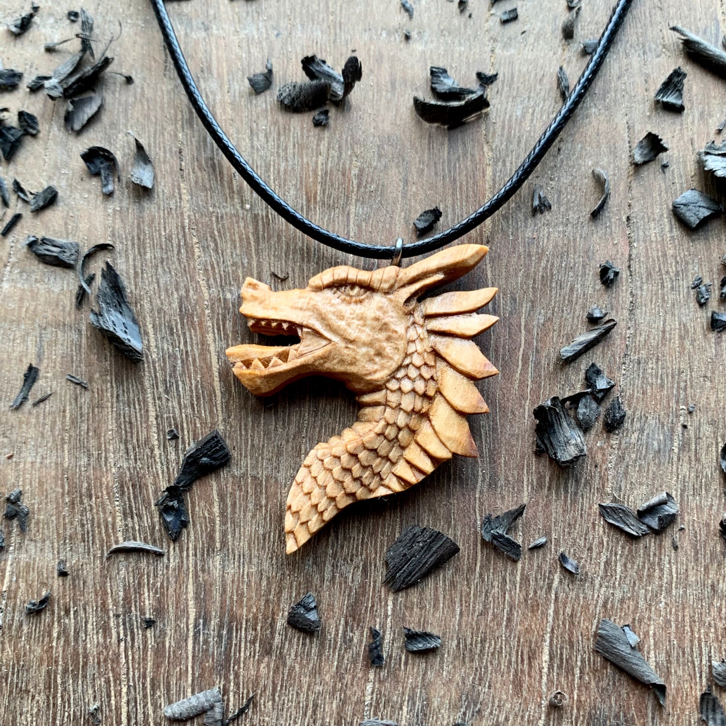 Dragon’s Head Olive Wood Pendant