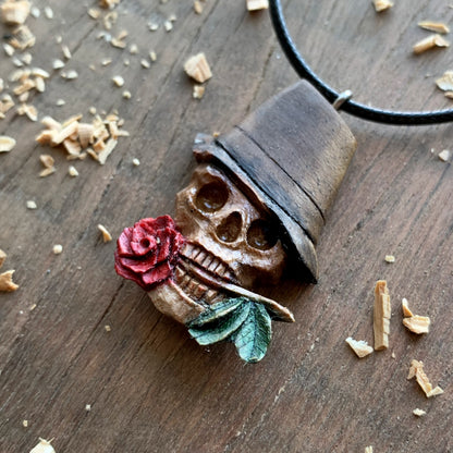 Skull With Rose Pendant