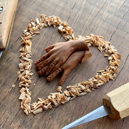 “Braided Hands” Pear Wood Pendant