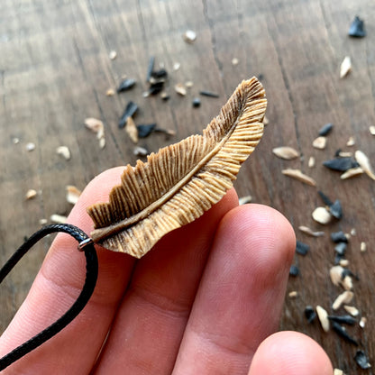 Feather Walnut Wood Pendant Style 2