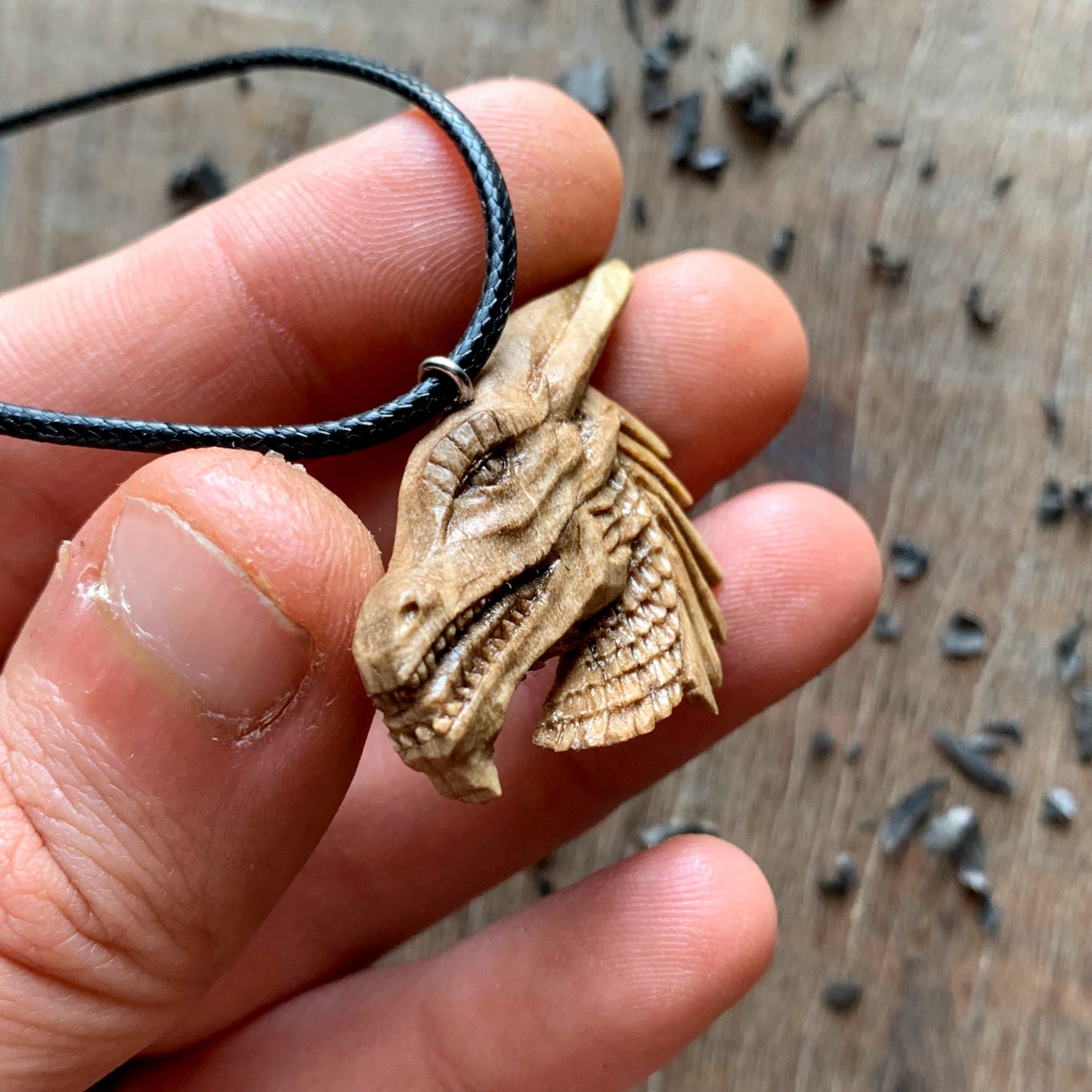 Dragon’s Head Walnut Wood Pendant