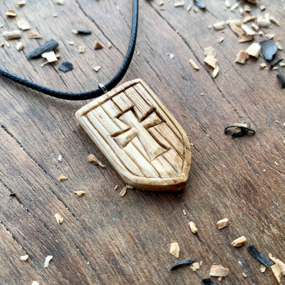 Medieval Shield Wood Pendant Style 4