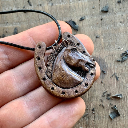 Horseshoe With Horse Pendant