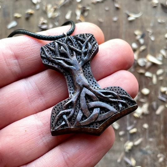 Mjolnir Tree Of Life and Triquetra Pendant