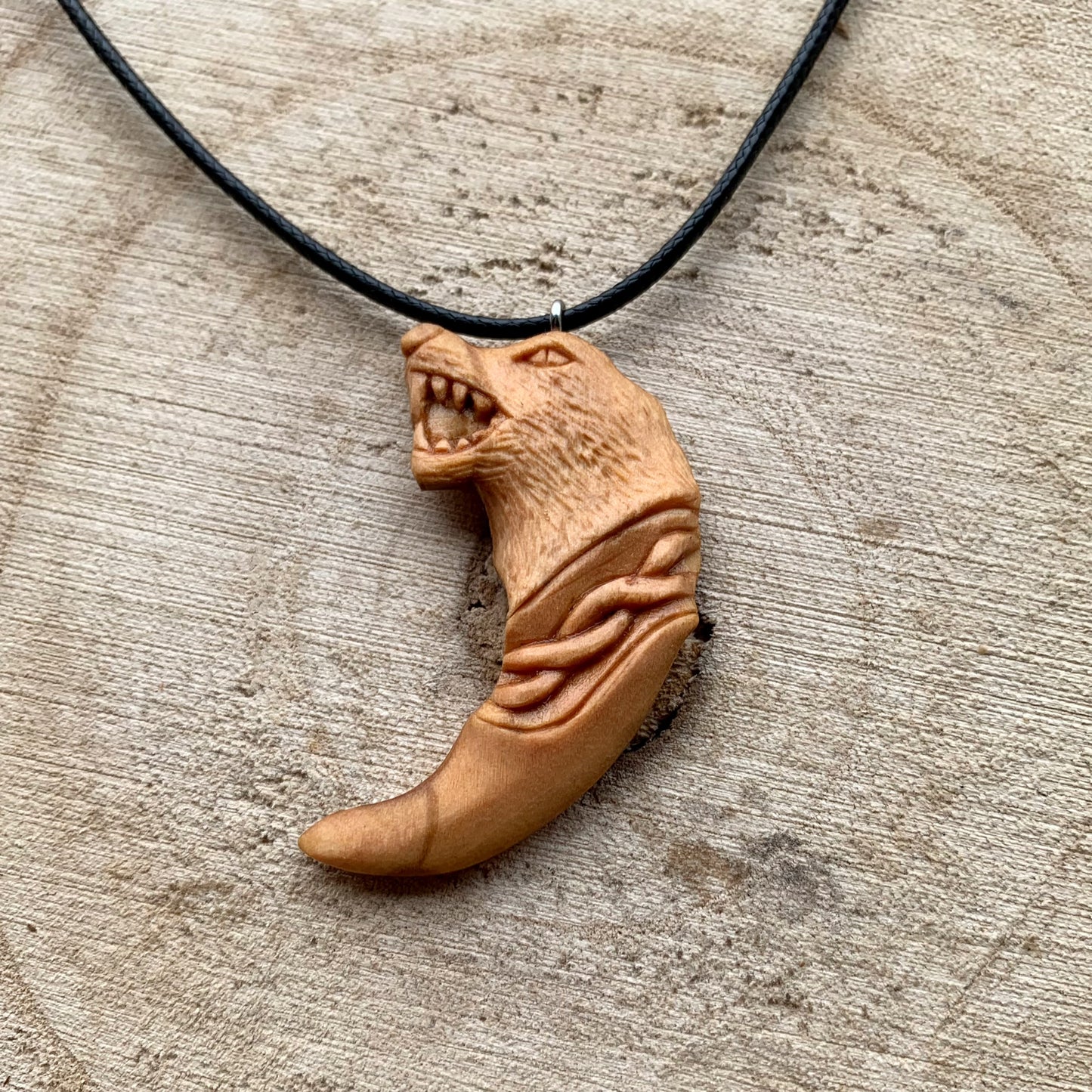 Fenrir Wolf Head Claw Pendant