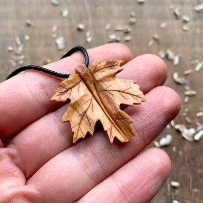 Maple's Leaf Olive Wood Pendant