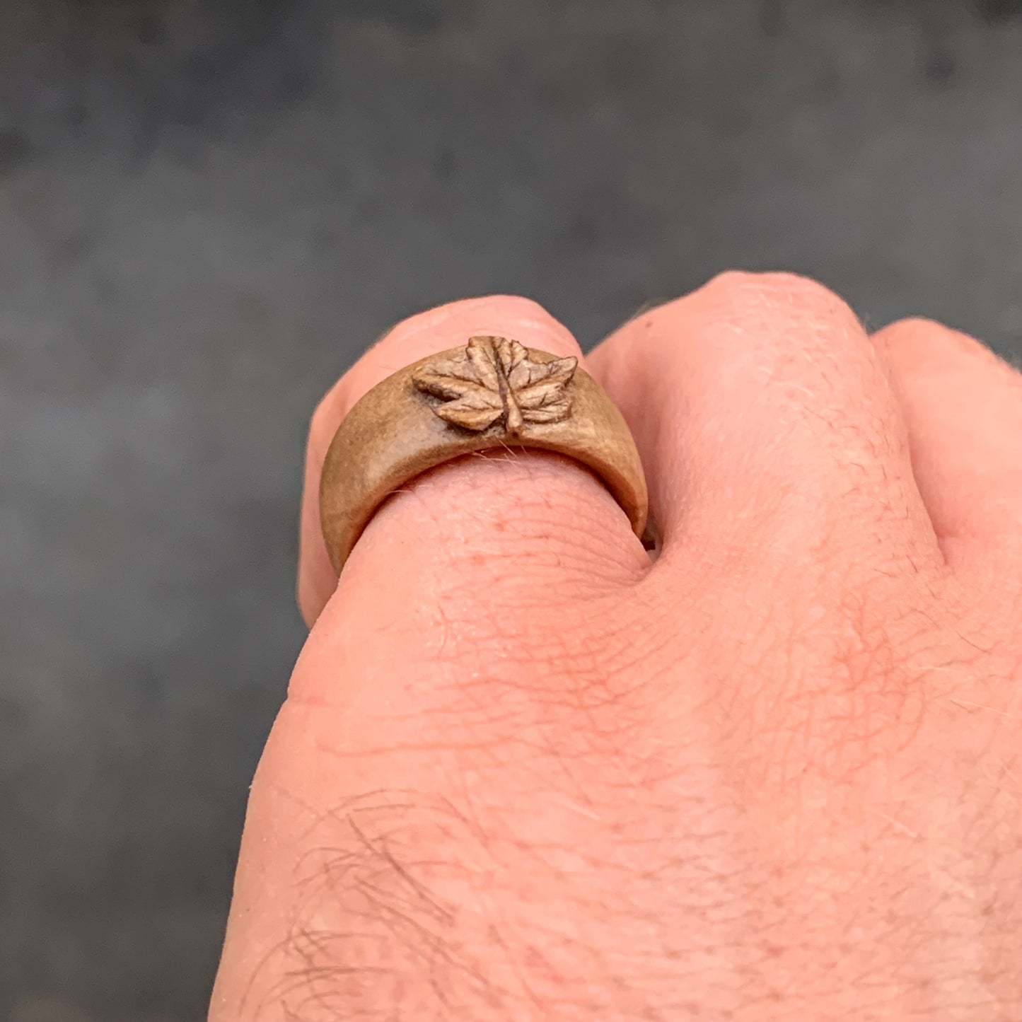 Maple Leaf Walnut Wood Ring