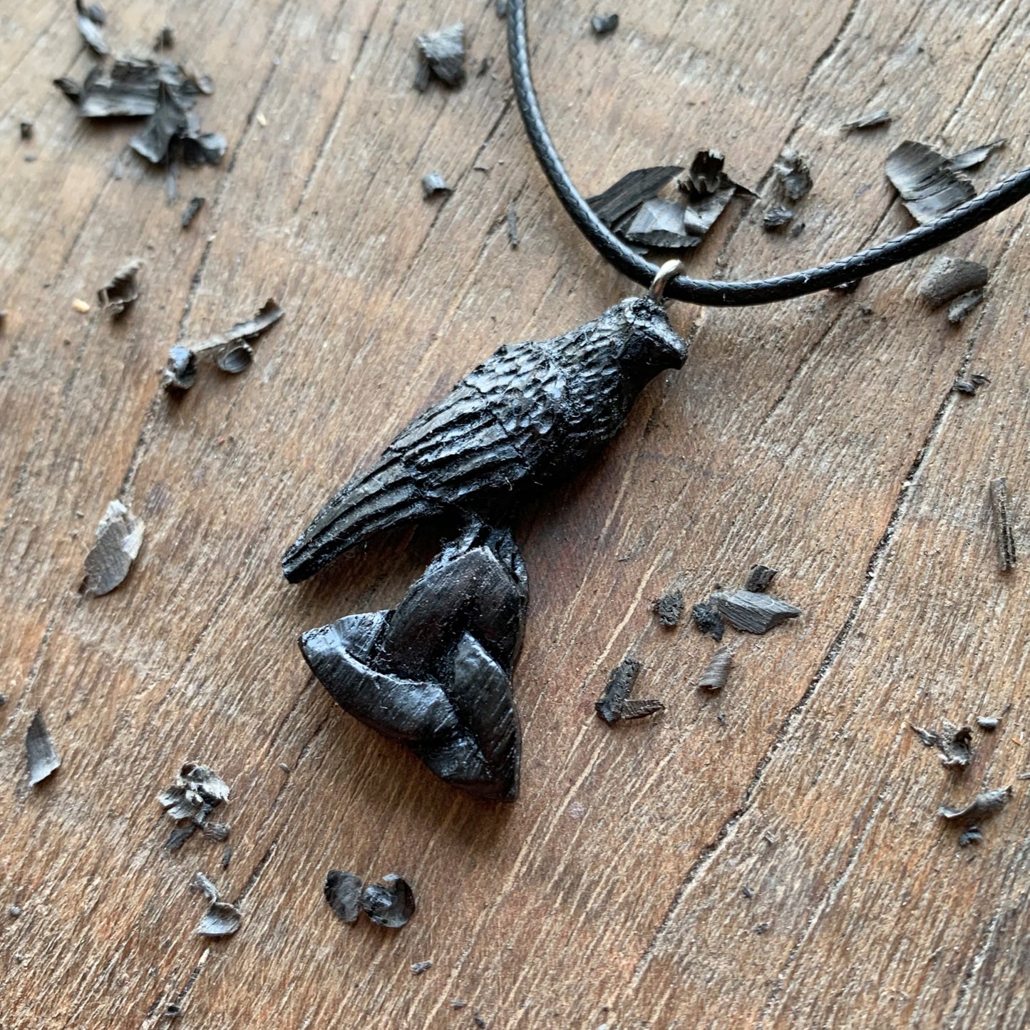 Raven On Triquetra Pendant