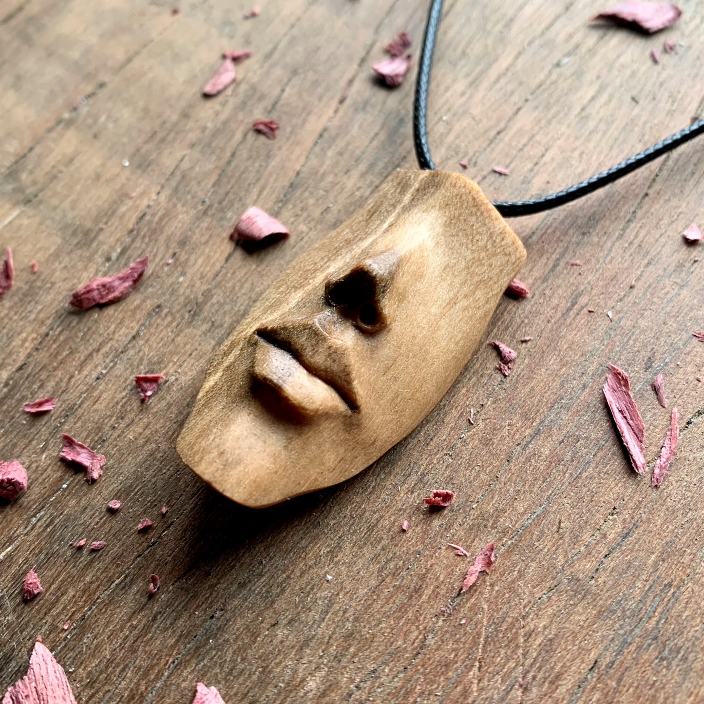 Nose And Lips Walnut Wood Pendant