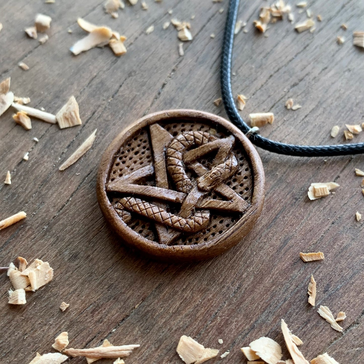 Snake Wrapped On Pentacle Pendant