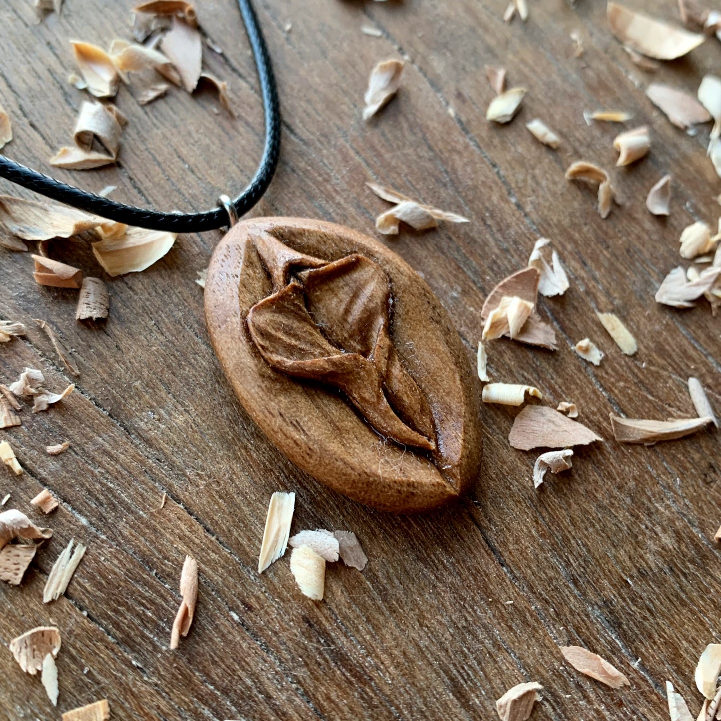 Vulva American Walnut Wood Pendant