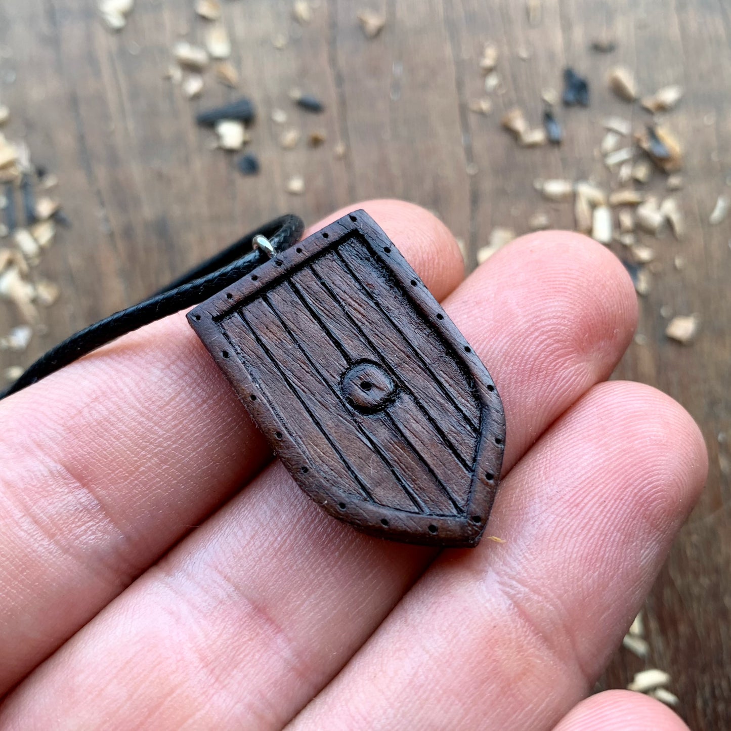 Medieval Shield Wood Pendant Style 4