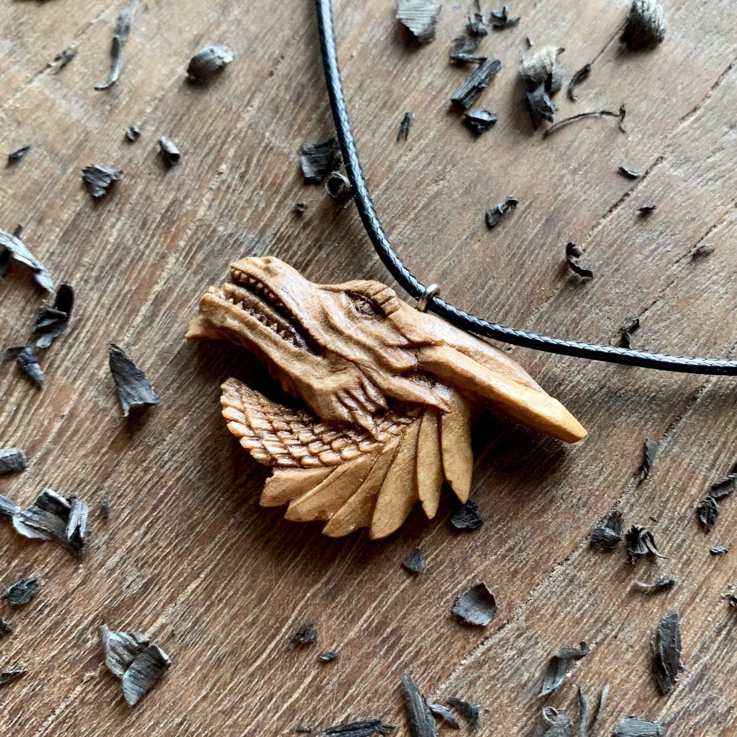 Dragon’s Head Walnut Wood Pendant