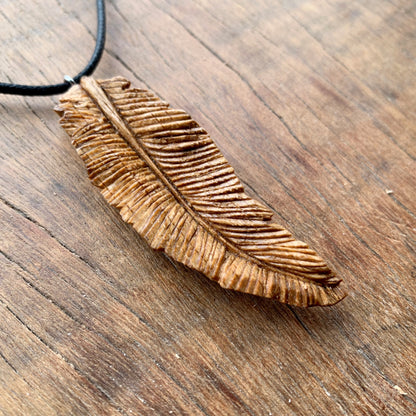 Feather Oak Wood Pendant