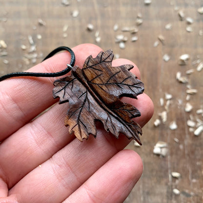 Big Maple's Leaf Walnut Wood Pendant