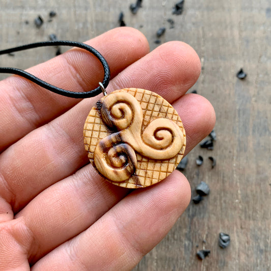 Triskelion Olive Wood Pendant