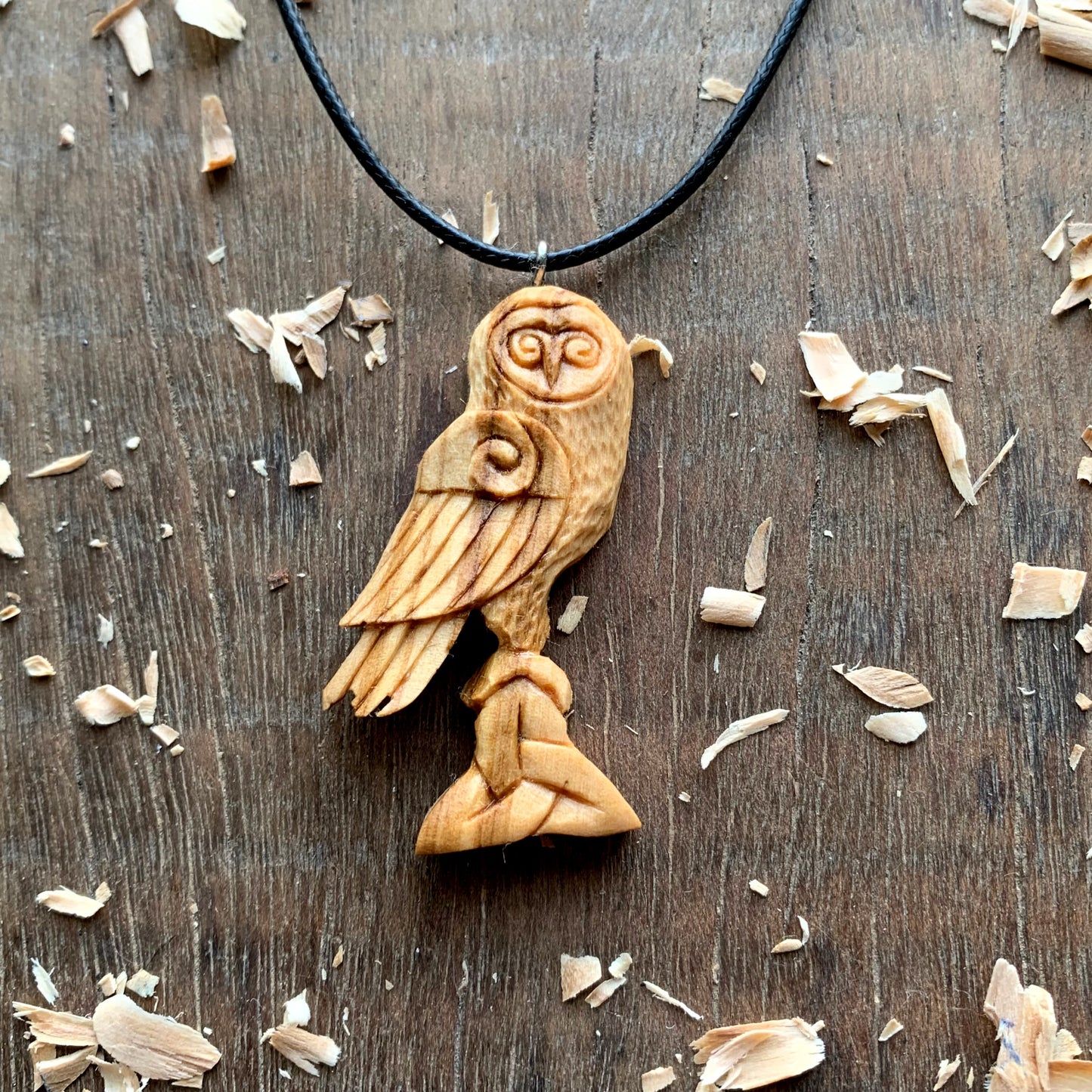 Celtic Style Barn Owl And Triquetra Pendant