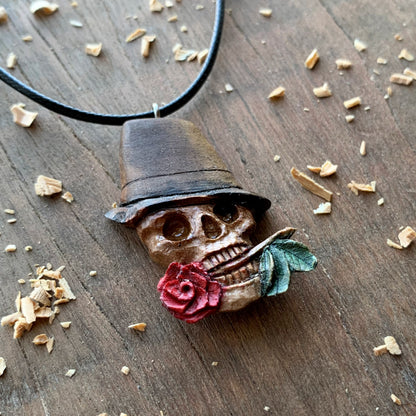 Skull With Rose Pendant