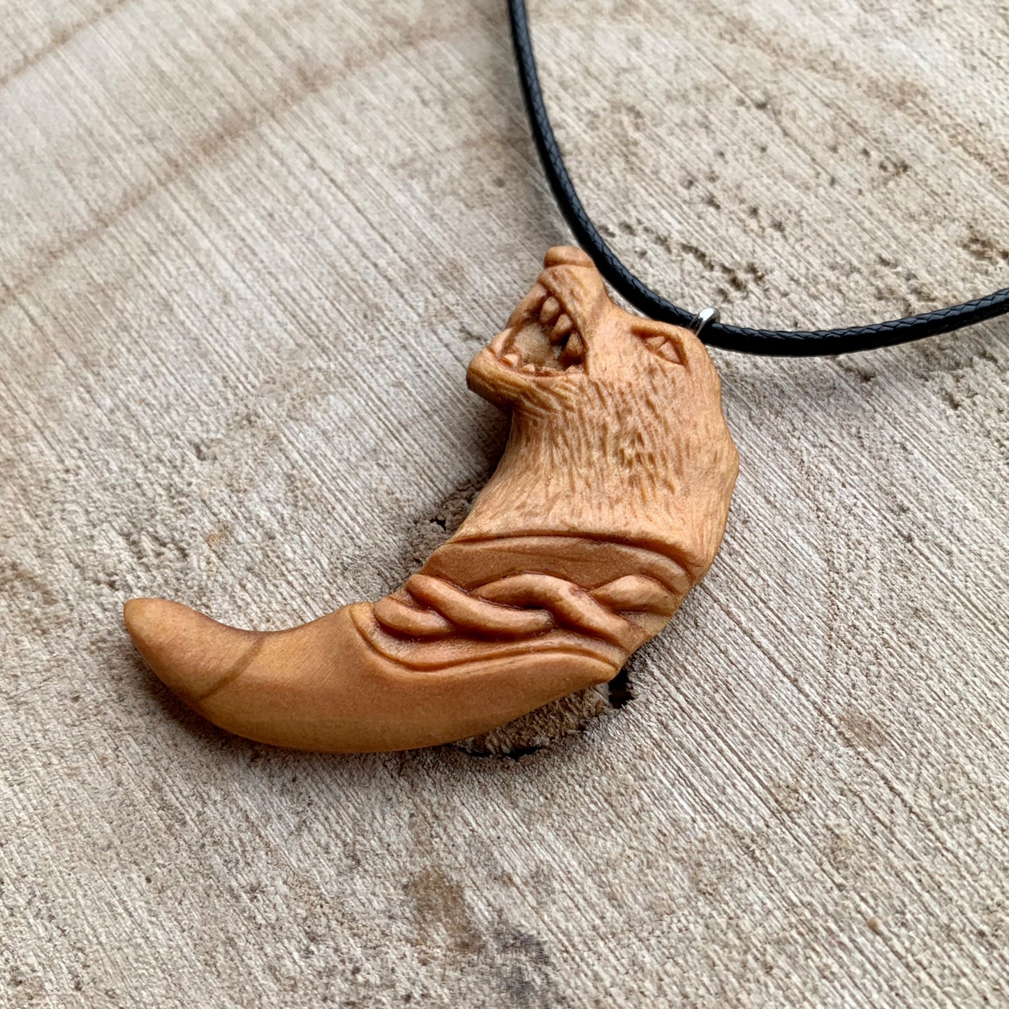 Fenrir Wolf Head Claw Pendant