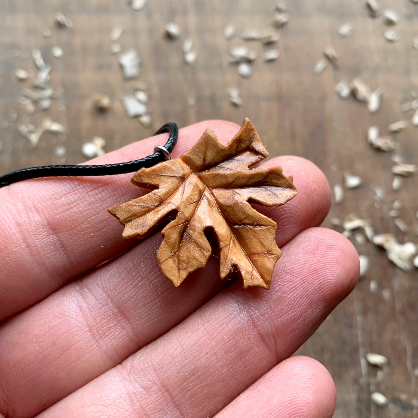 Maple's Leaf Olive Wood Pendant