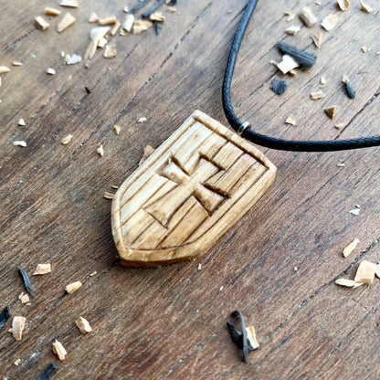 Medieval Shield Wood Pendant Style 4