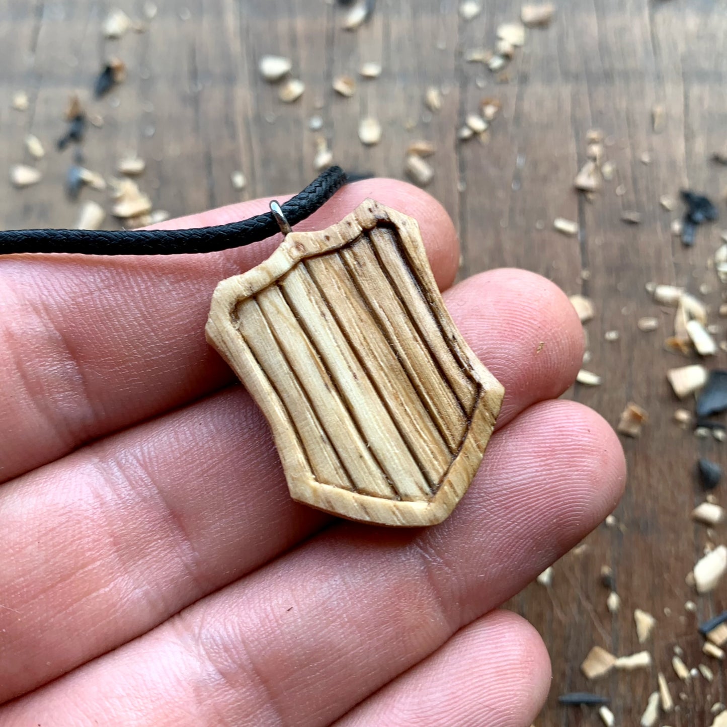 Medieval Shield Wood Pendant Style 2