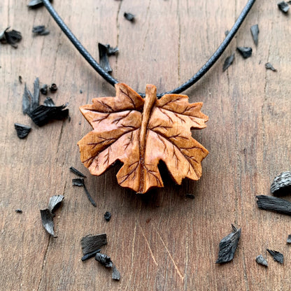 Maple’s Leaf Cherry Wood Pendant