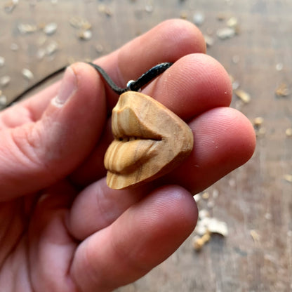 Sensual Lips Olive Wood Pendant