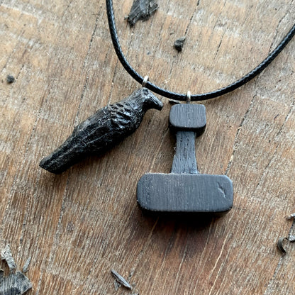 Raven and Mjolnir Pendant