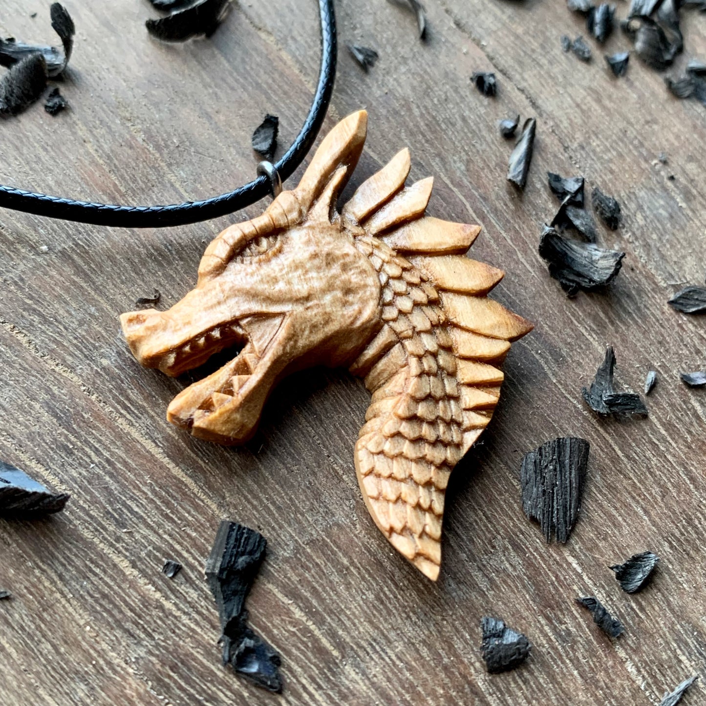 Dragon’s Head Olive Wood Pendant