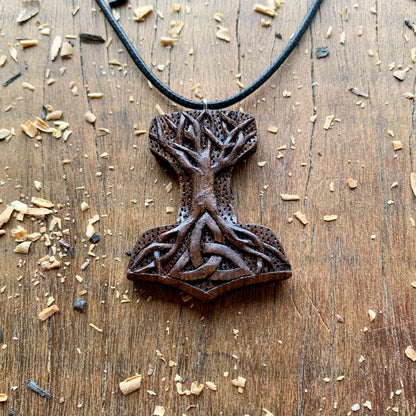 Mjolnir Tree Of Life and Triquetra Pendant