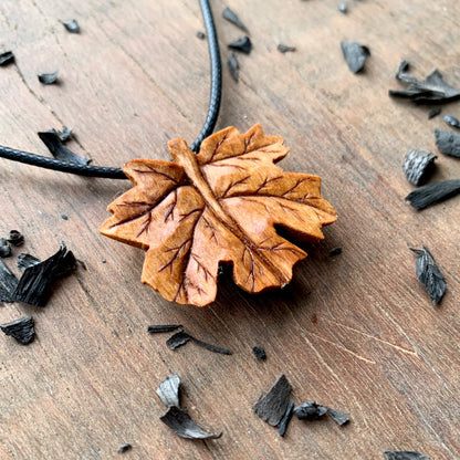 Maple’s Leaf Cherry Wood Pendant