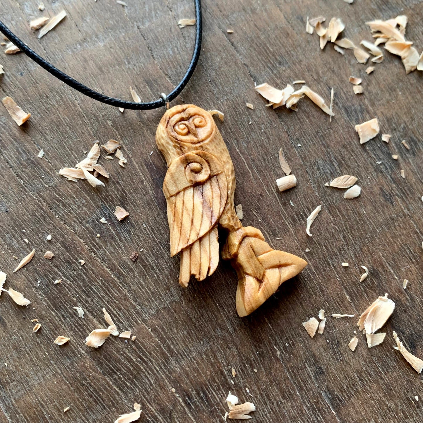 Celtic Style Barn Owl And Triquetra Pendant