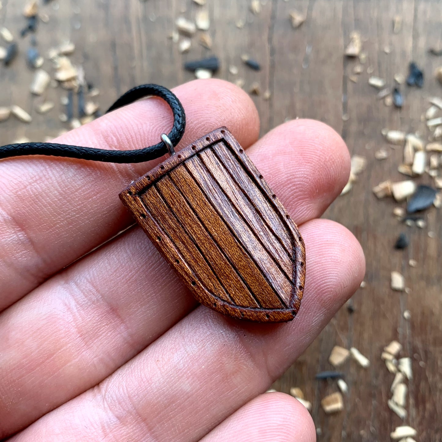 Medieval Shield Wood Pendant Style 4