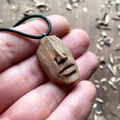 Nose and Lips Walnut Wood Pendant