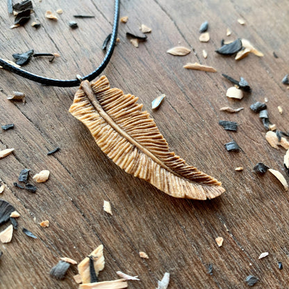 Feather Walnut Wood Pendant Style 2