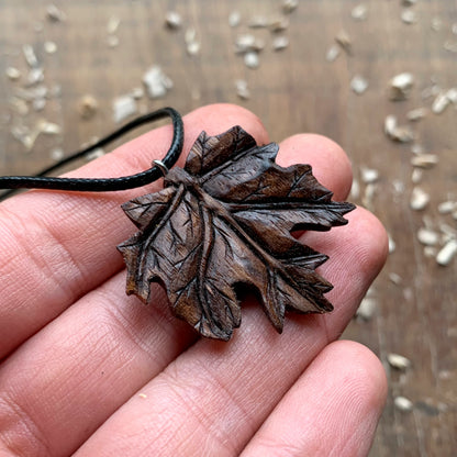 Big Maple's Leaf Walnut Wood Pendant