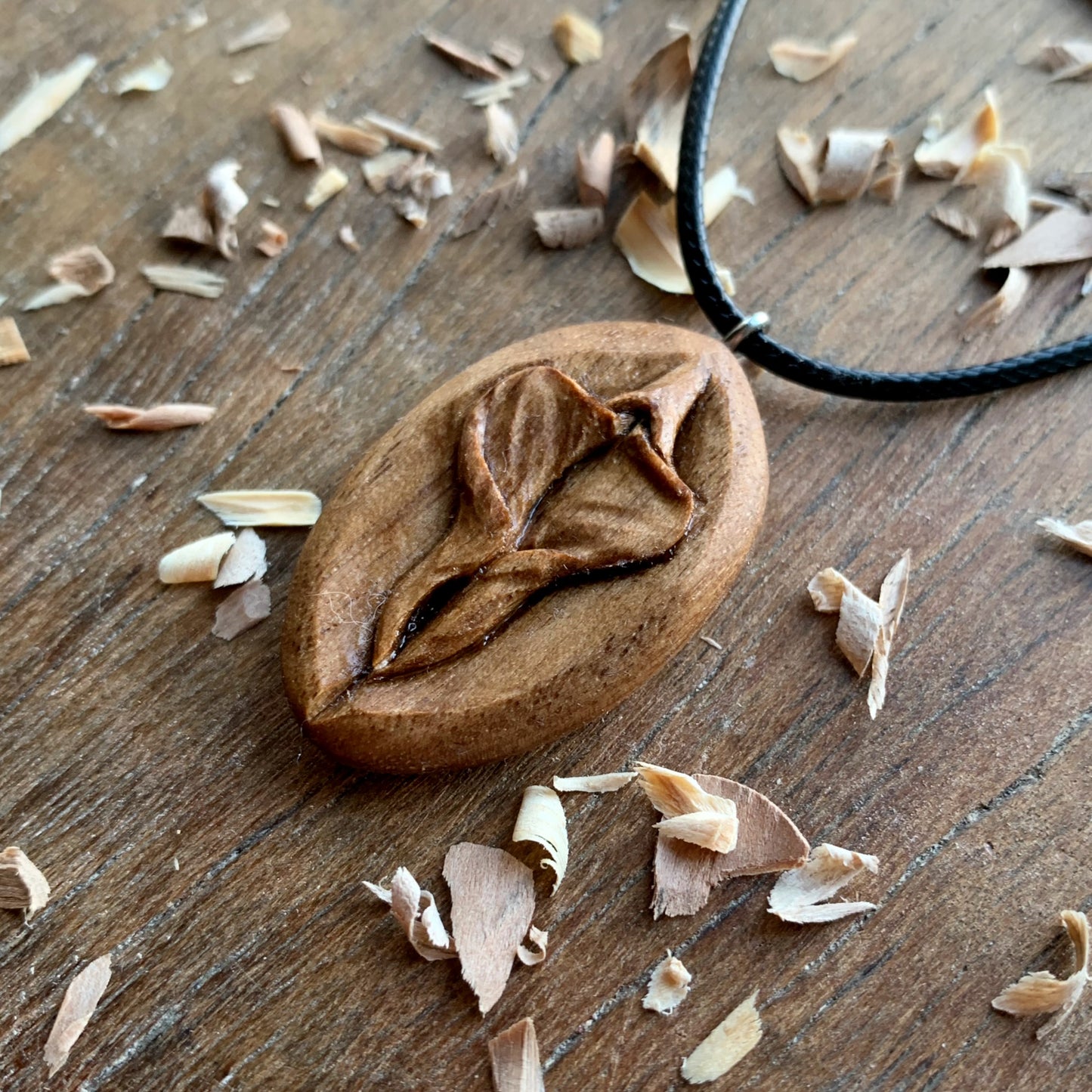 Vulva American Walnut Wood Pendant