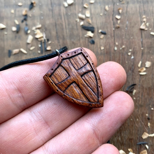 Medieval Shield Wood Pendant Style 3