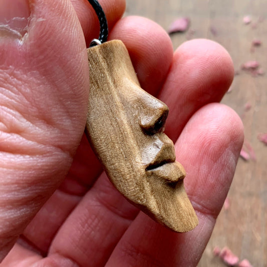 Nose And Lips Walnut Wood Pendant