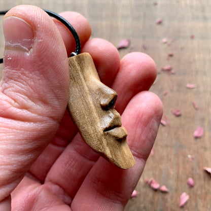 Nose And Lips Walnut Wood Pendant