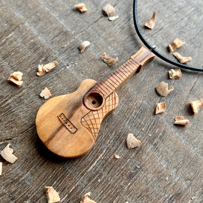 Acoustic Guitar Olive Wood Pendant